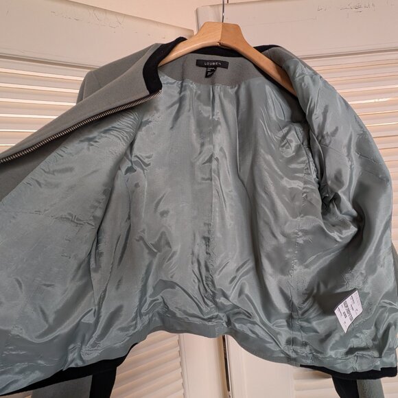 1990s Louben Wool Cashmere Blend Zip Jacket Blazer Gray Blue EUC Size 12 - Picture 5 of 9